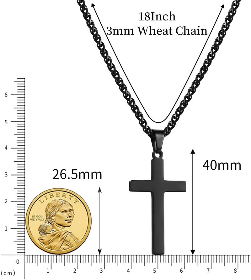 RS Cross Necklace for Men Boys Women 16-24 Inches Stainless Steel Cross Pendant Chain Religious Gift - Image 4